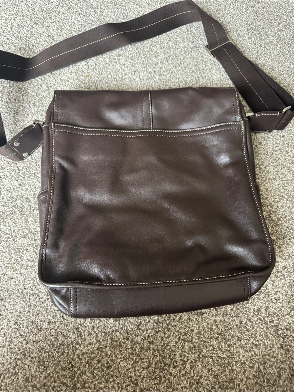 Coach Dark Brown Leather Messenger Bag with Adjustable Strap